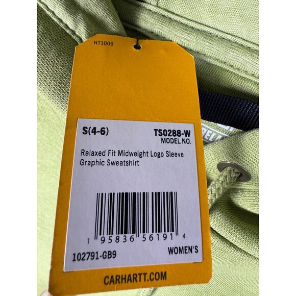 Carhartt Hoodie Womens Small Olive Green Relaxed Fit Midweight Spellout Workwear - Picture 2 of 11